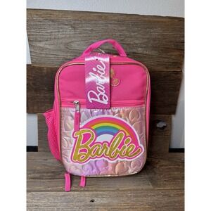 Barbie Reusable Lunch Bag Pink & Gold New with tag Water Bottle Pocket